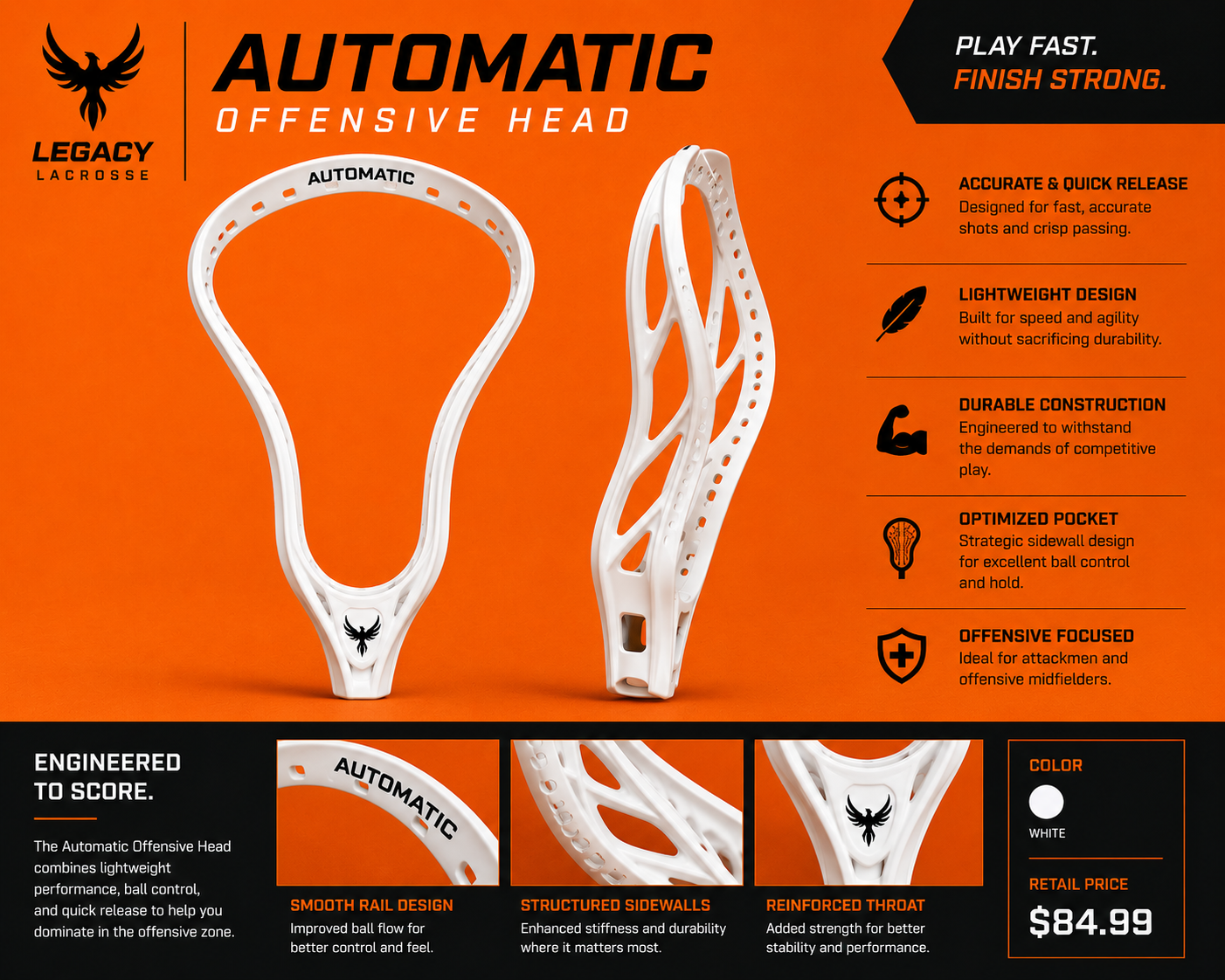 Automatic Offensive Lacrosse Head